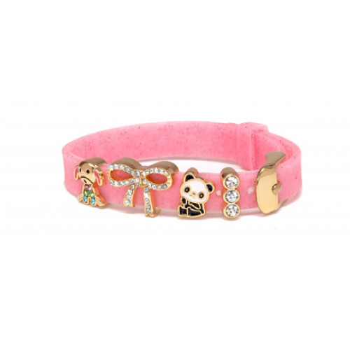 BIOJOUX BJB013 Bracelet In Silicone Color Glitter Light Rose With 4 GP Charms 0031160