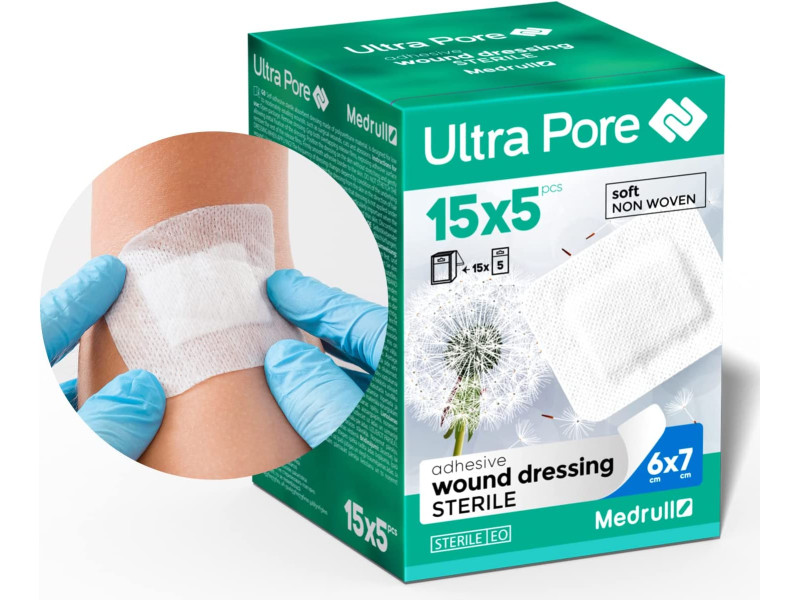MEDRULL Ultra Pore adhesive wound Νο5 Αυτοκόλλητο Επίθεμα  6 x 7cm (202111205) Συσκ. 5τεμ. (κουτί των 15 συσκευασιών) 0033648