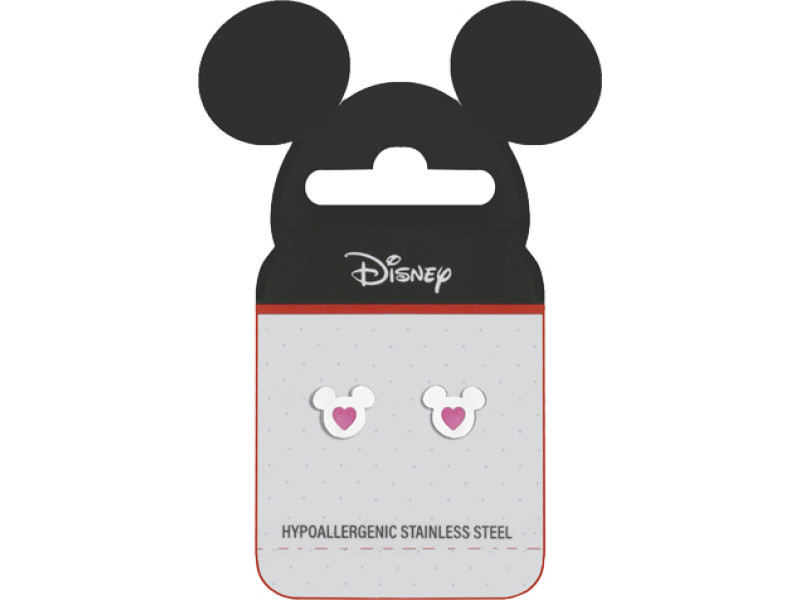 Disney (for pharmacy) 200NKL Card Σκουλαρίκι Mickey από Σμάλτο Ροζ Καρδιά 0035413