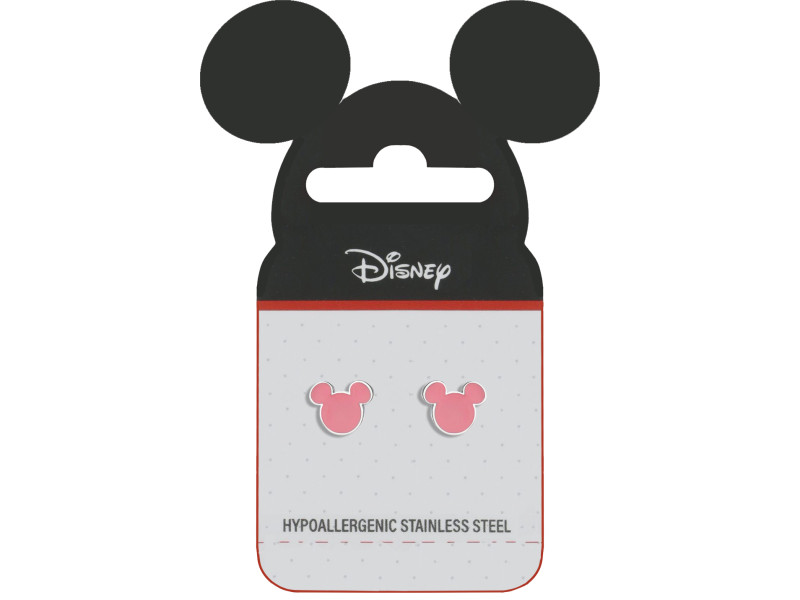 Disney (for pharmacy) 201NKL Card Σκουλαρίκι Mickey από Σμάλτο Ροζ 0035414