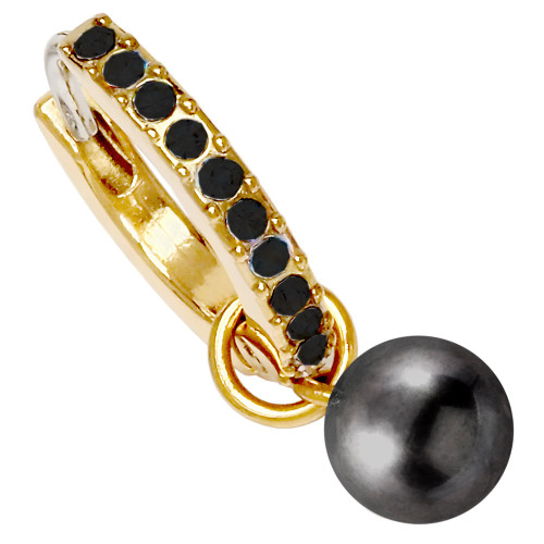 BIOJOUX BJT275 Brooklyn Golden 12mm Black Pearl 6mm (Ιατρικό Ατσάλι) 0034165