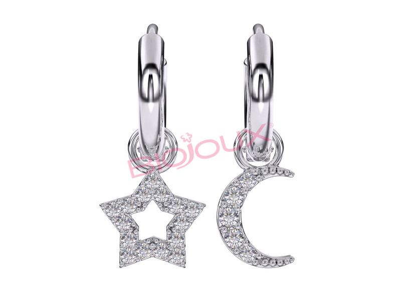 BIOJOUX BJT228 Star & Moon Heart - 316L Surgical Steel 0036601