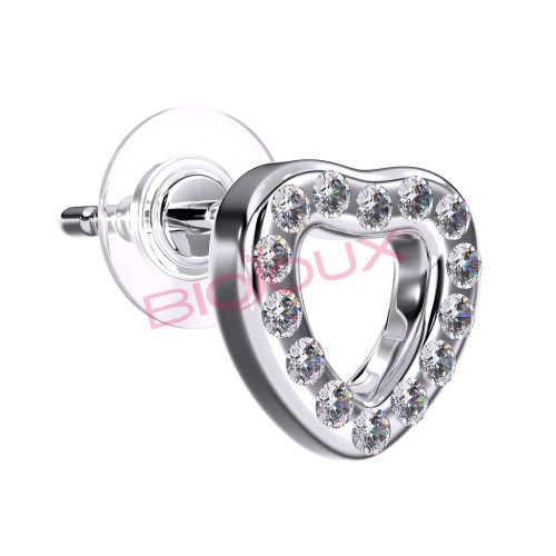 BIOJOUX BJT939 - Trendy White Crystal Open Heart 7mm 0011935