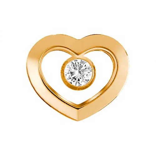 BIOJOUX BJT207 - Heart Golden Solitare Swarovski - GP24 Stainless Steel 316L 0028293