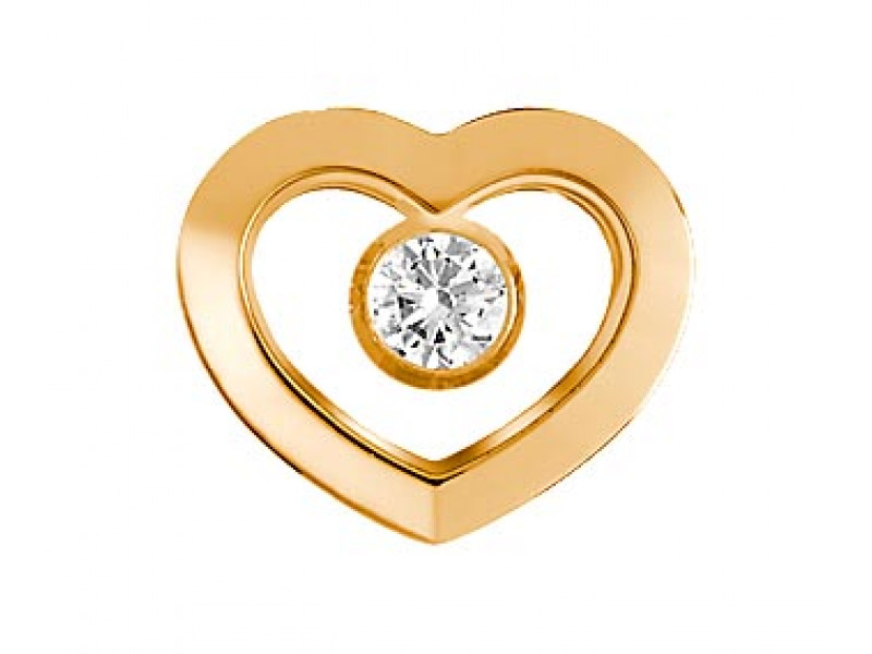 BIOJOUX BJT207 - Heart Golden Solitare Swarovski - GP24 Stainless Steel 316L 0028293