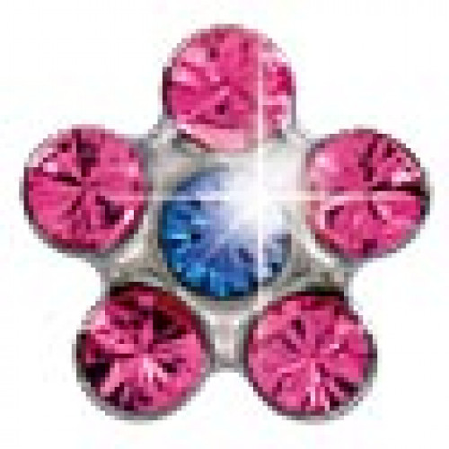 InvernessMed 804 (IN804200) - Λουλούδι Ροζ/Ζαφείρι 5mm - Ανοξείδωτο ατσάλι (Ζευγάρι) 0005810